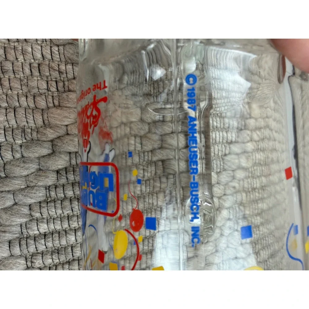 Bud Light Beer Mug Unisex OS Spuds MacKenzie 1987 Vintage Party Animal Glass 8